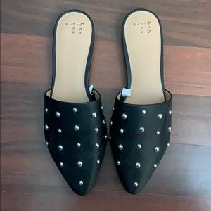 Never worn studded black slides